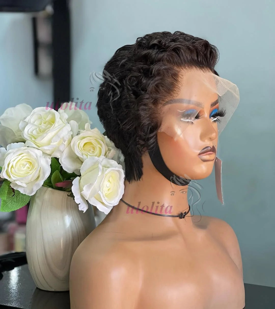 Chocolate Brown Pixie Cut Lace Front Human Hair Wig for Women