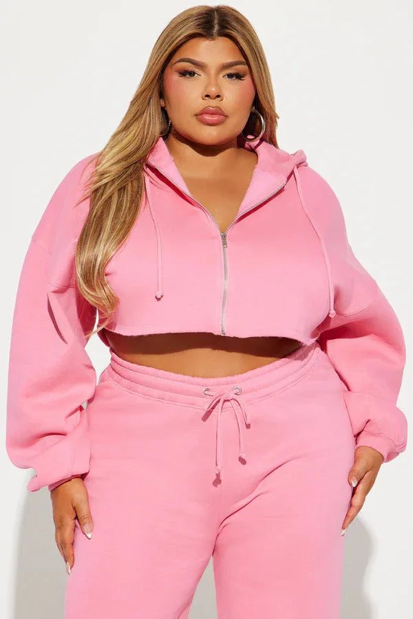 Hooded Cropped Sweatshirt And Long Pants Set for Women
