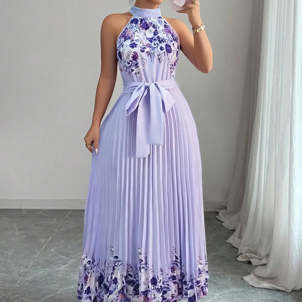 Chic Lightweight Halter Neck Lace Up Maxi Dress for Women