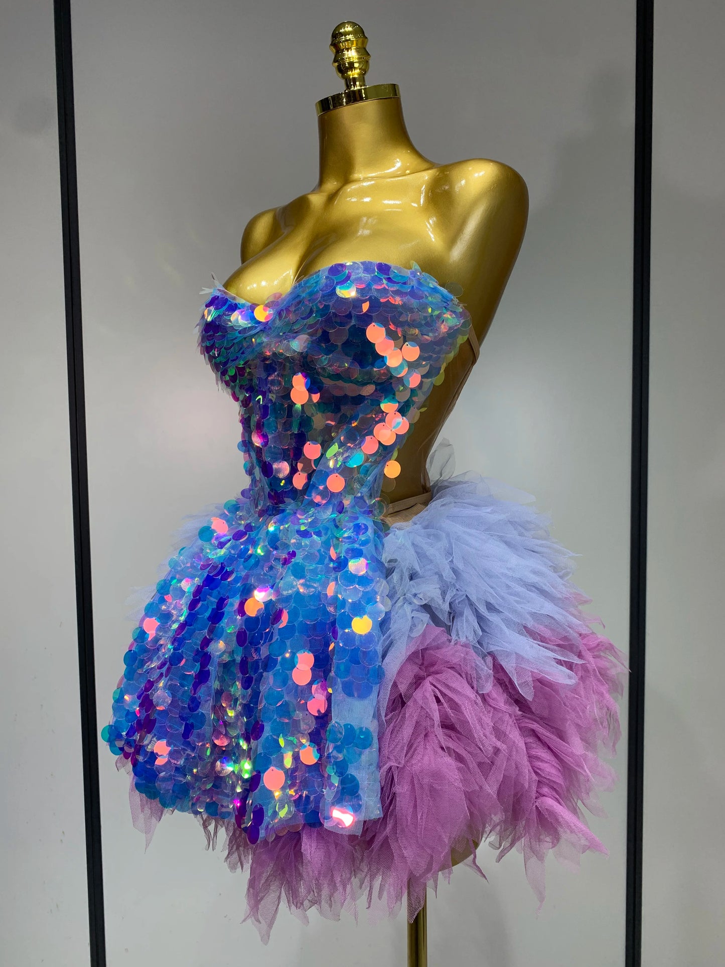 Sparkly Black Sequins Two Pieces Set for Women Party Evening Prom Celebrate Birthday Photo Shoot Dress Nightclub Dance Costume