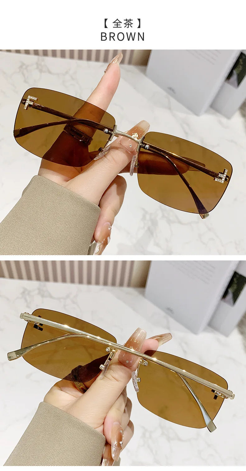 Rimless Square Fashion Sunglasses