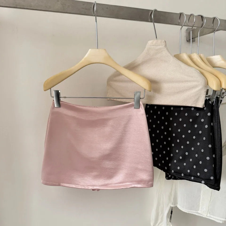 Vintage Polka Dot High Waisted Mini Skirt for Women