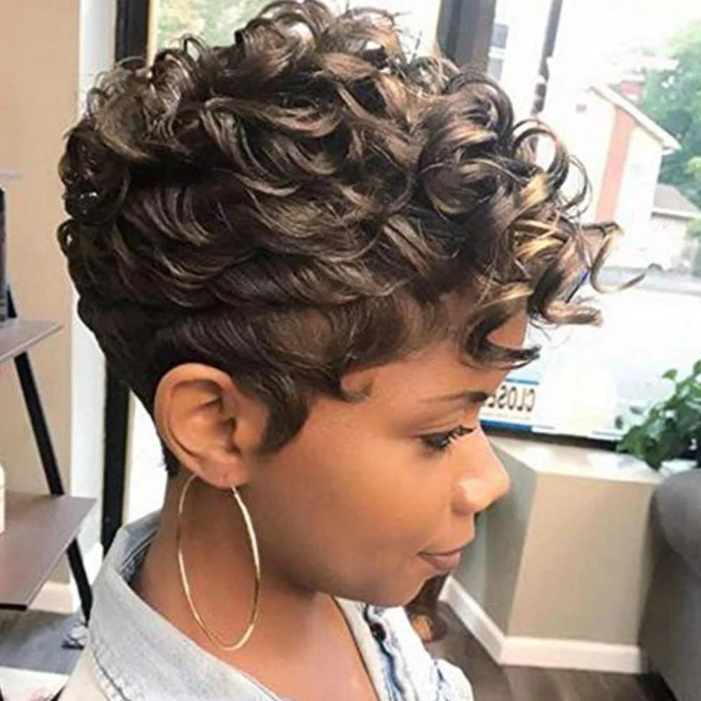 Heat Resistant Short Ombre Pixie Cut Synthetic Wig For Women