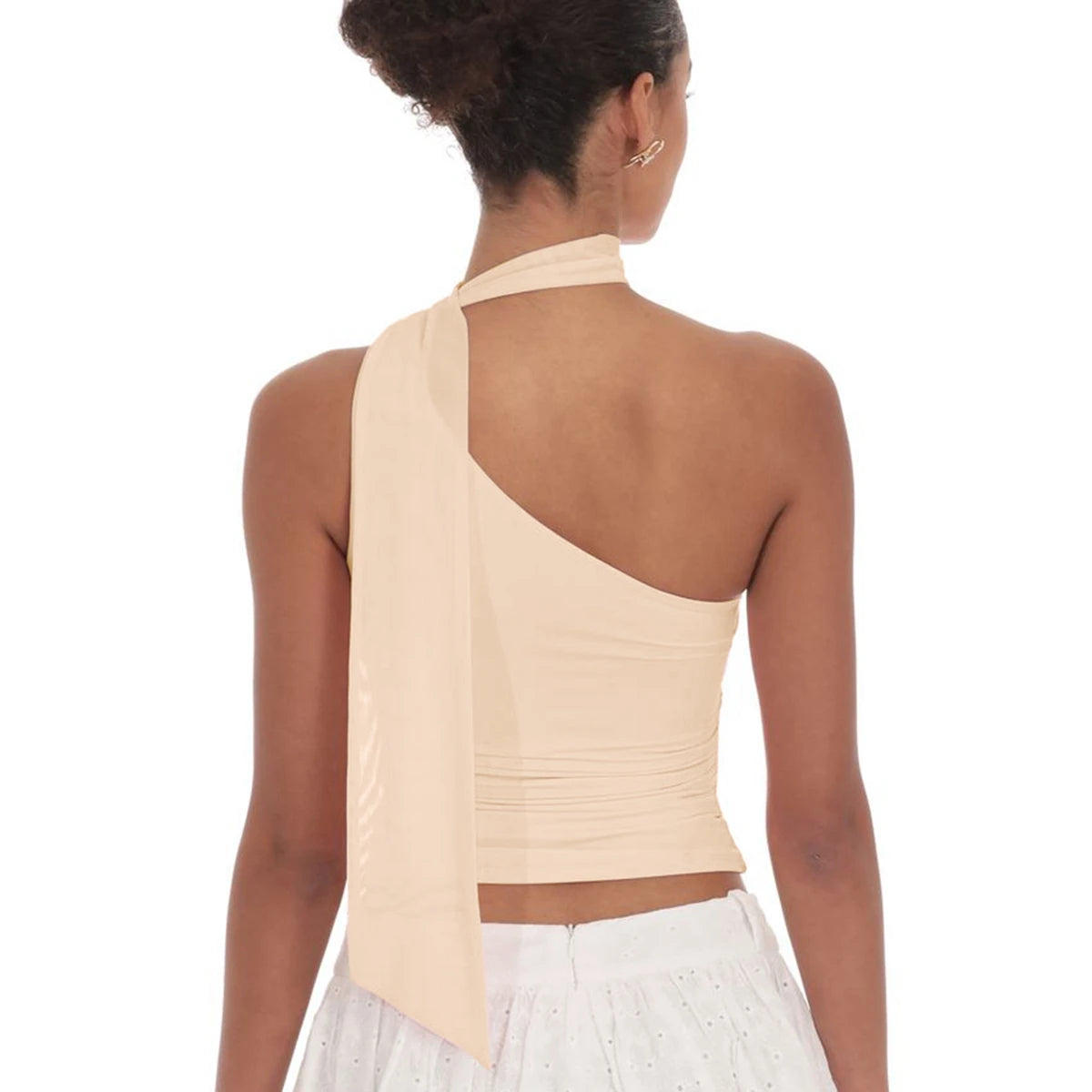 Leopard Print One Shoulder Slim Crop Tank Top for Women