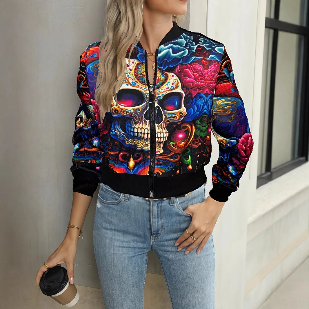European Style With Zipper Short Leather Jacket for Women