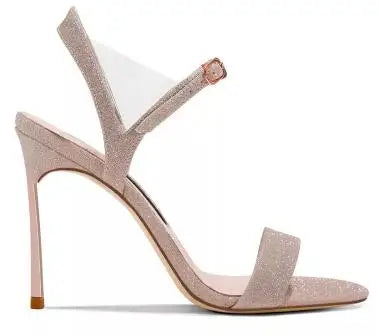 Elegant Glitter Ankle Strap Stiletto Sandals For Women