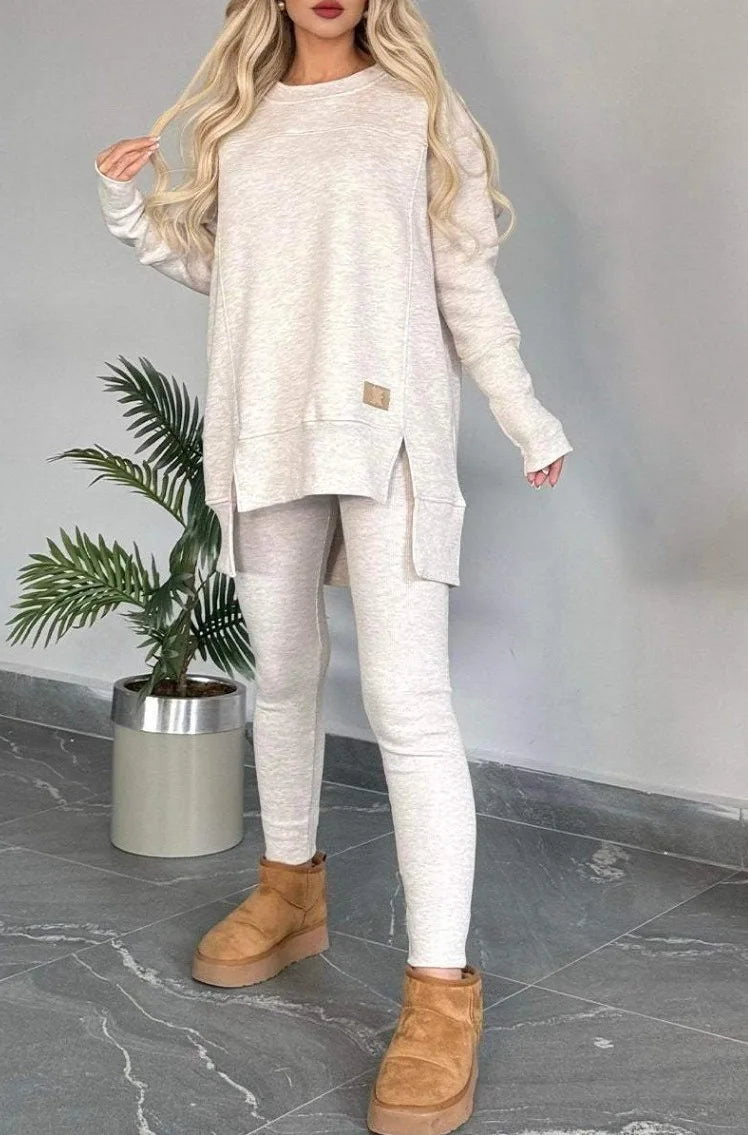 Casual Long Sleeve Two Piece Pullover Set for Women