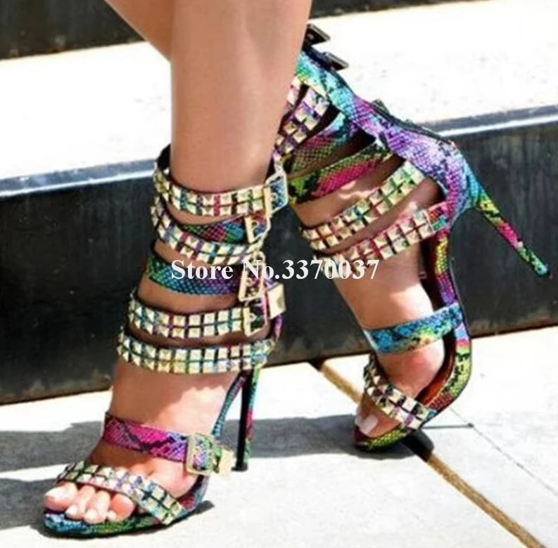 Open Toe Thin Heel Gladiator Sandals