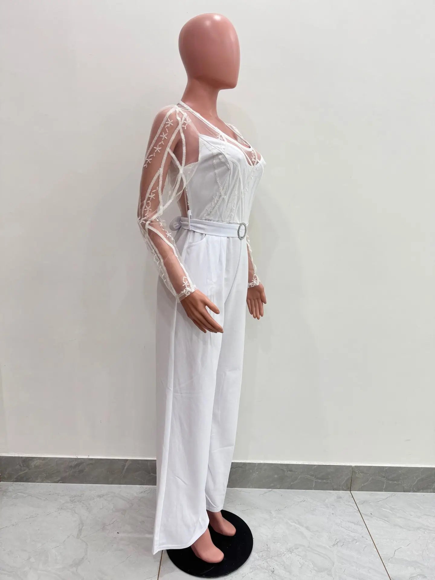 Elegant Patchwork Wide Leg O-neck Jumpsuit for Women