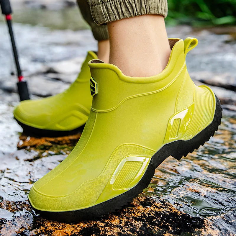 Round Toe Waterproof Ankle Rain Boots