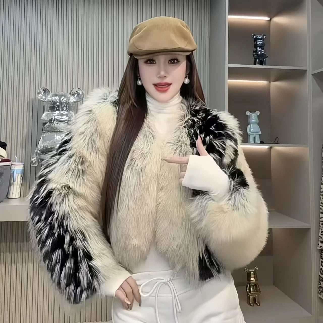 Faux Fur Coat for Women,Streetwear Jacket,Thick Warm Designer Female Clothes,High Quality,New,Winter，2024