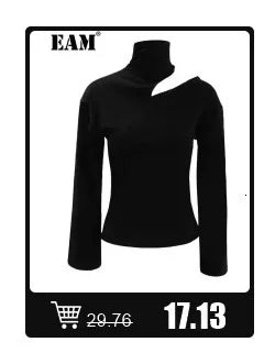 [EAM] Women Black Side Lace Spliced Big Size Elegant T-shirt New Turtleneck Long Sleeve Fashion Tide Spring Autumn 2025 1DJ2588