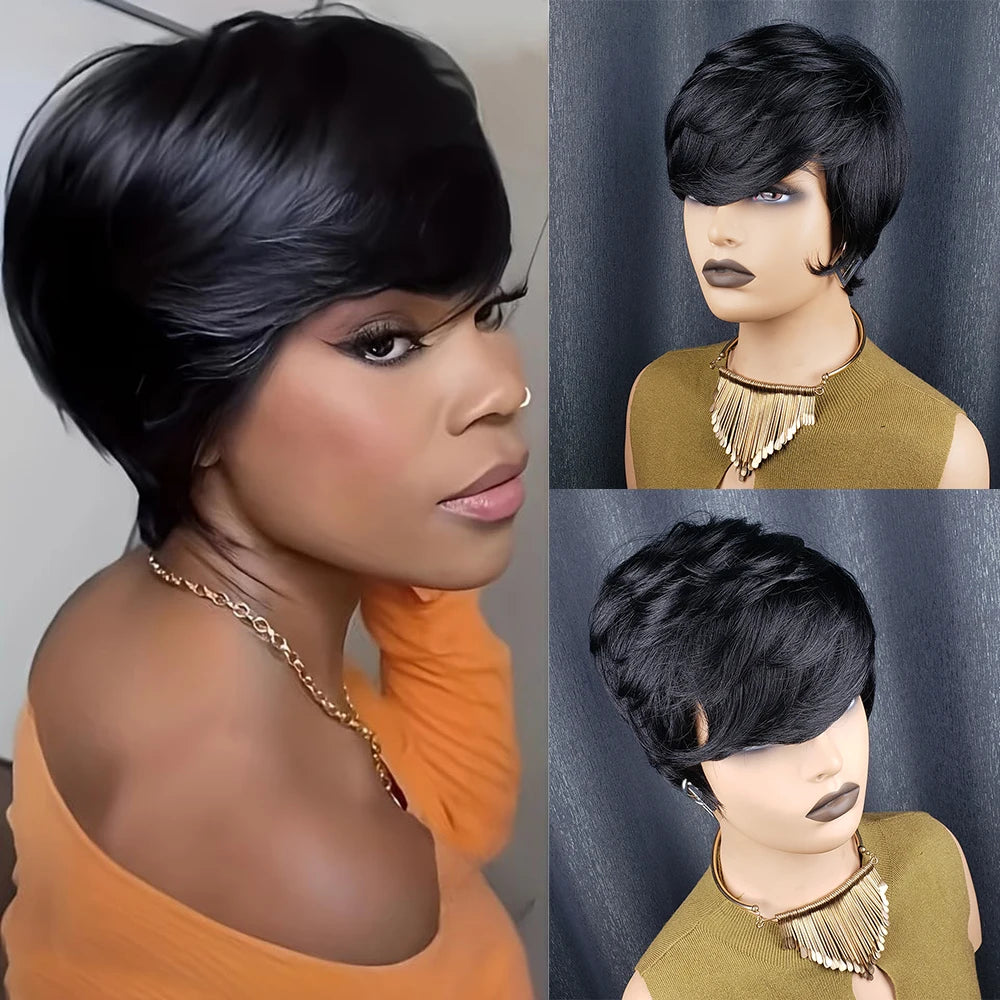 Straight Brazilian Human Hair Short Bob Wig For Women