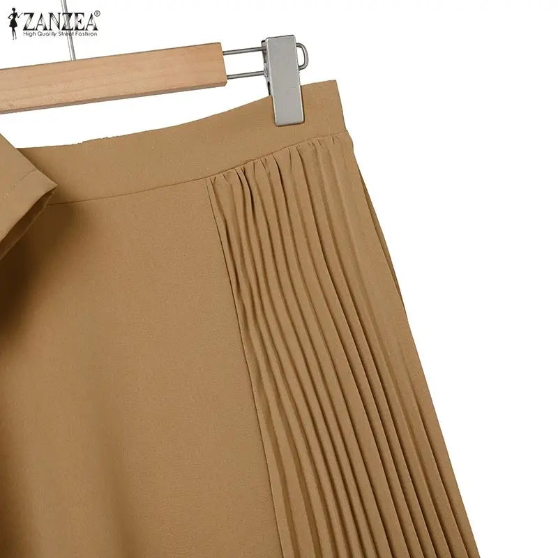 Boatneck Crop Top and Pleated Skirt Set