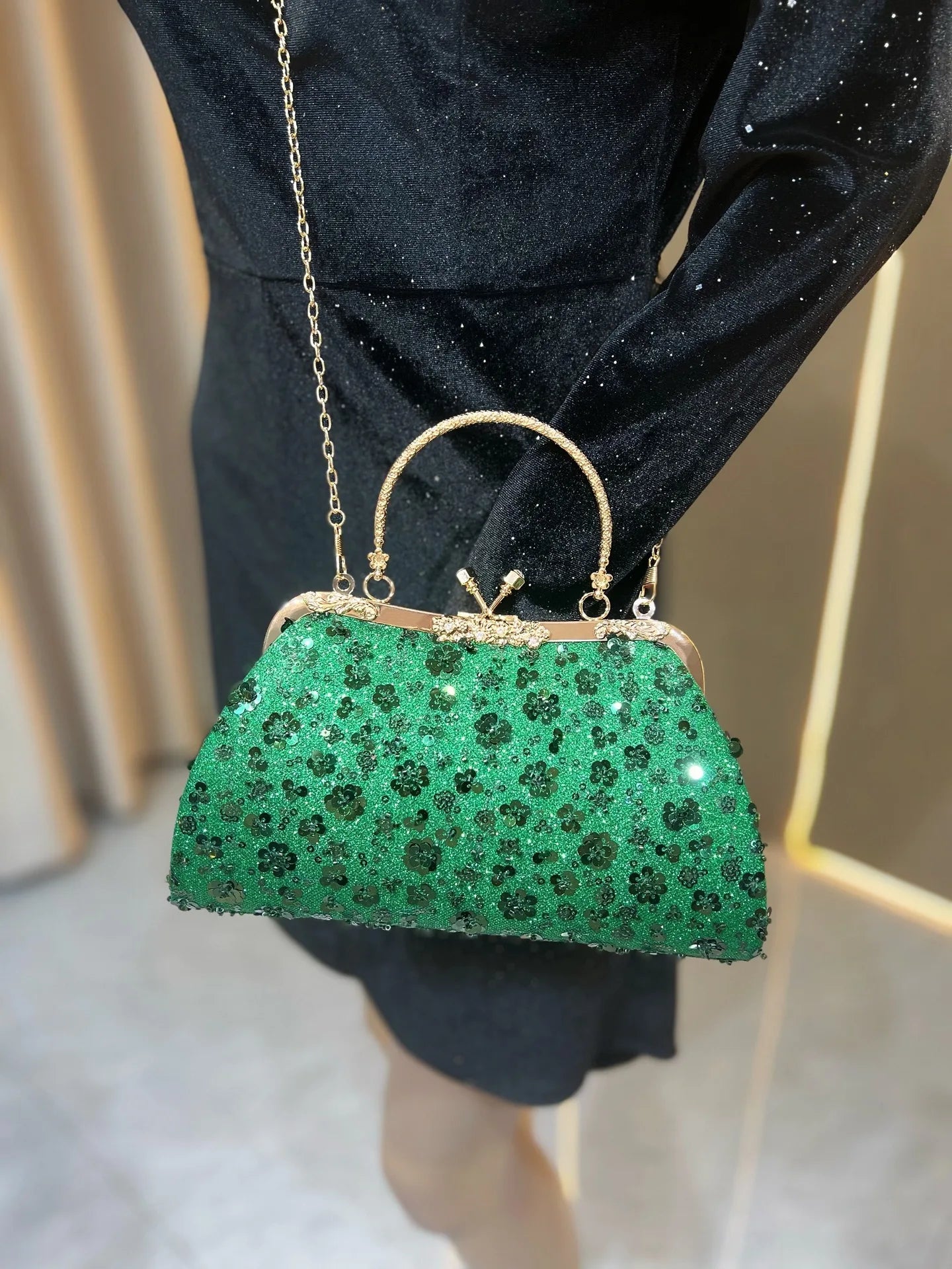 New Dinner Handbag Sequined Diamond Dinner Party Women's Handbag Luxury Brand Fashion Trend Women's Shoulder Crossbody Bag