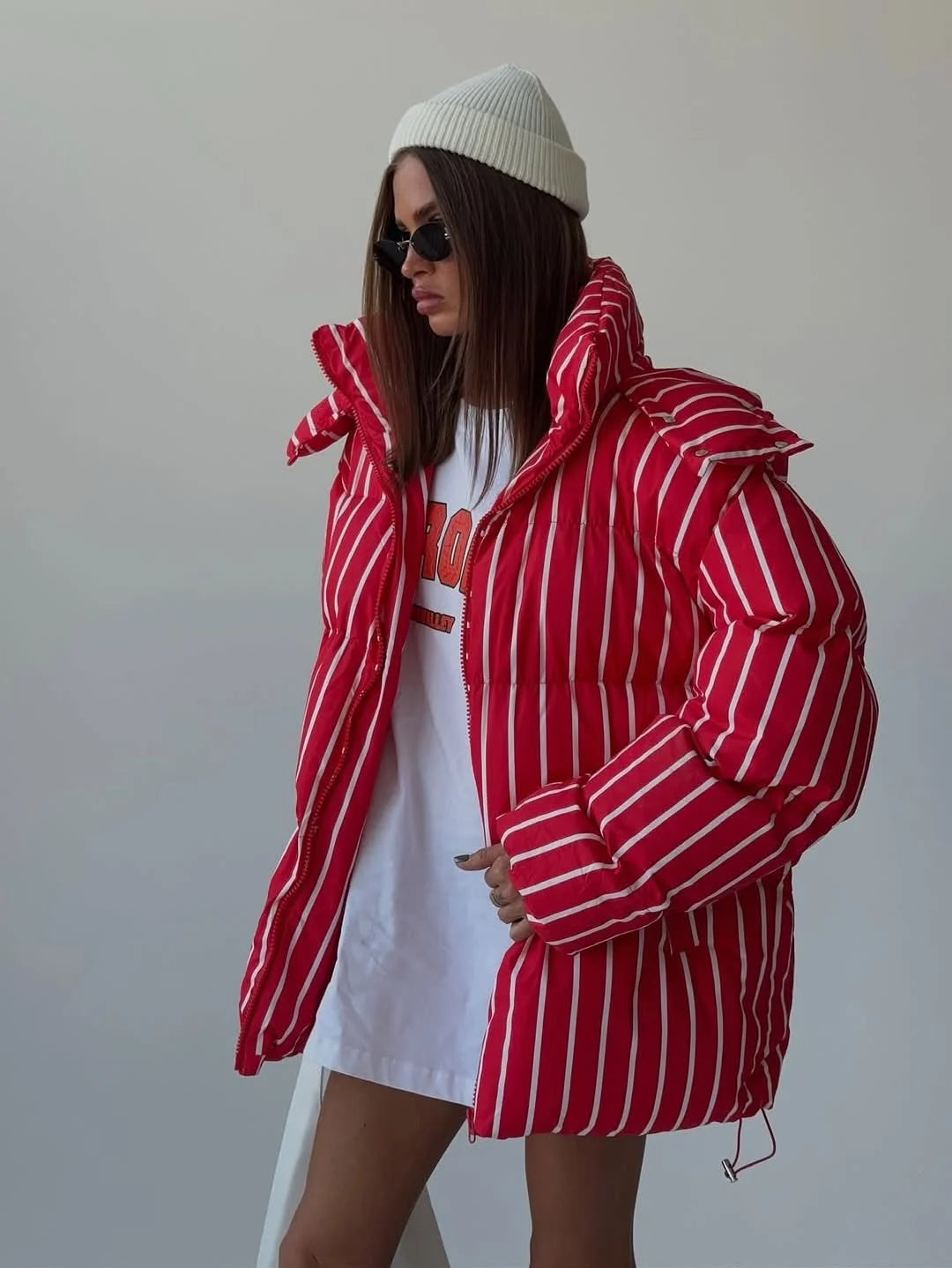 Casual Printed Zip Front Hoodie Jacket for Women