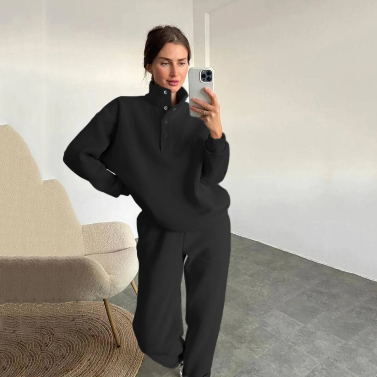 Oversized Warm Casual Hoodie and Long Pants Set for Women