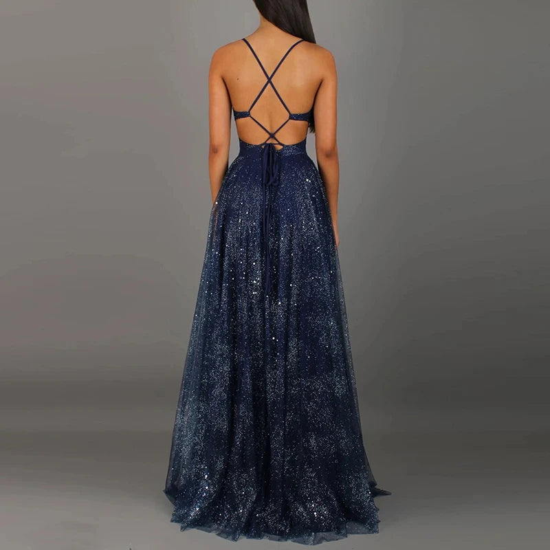 Elegant High Waist Pleated Split Maxi Dress for Women