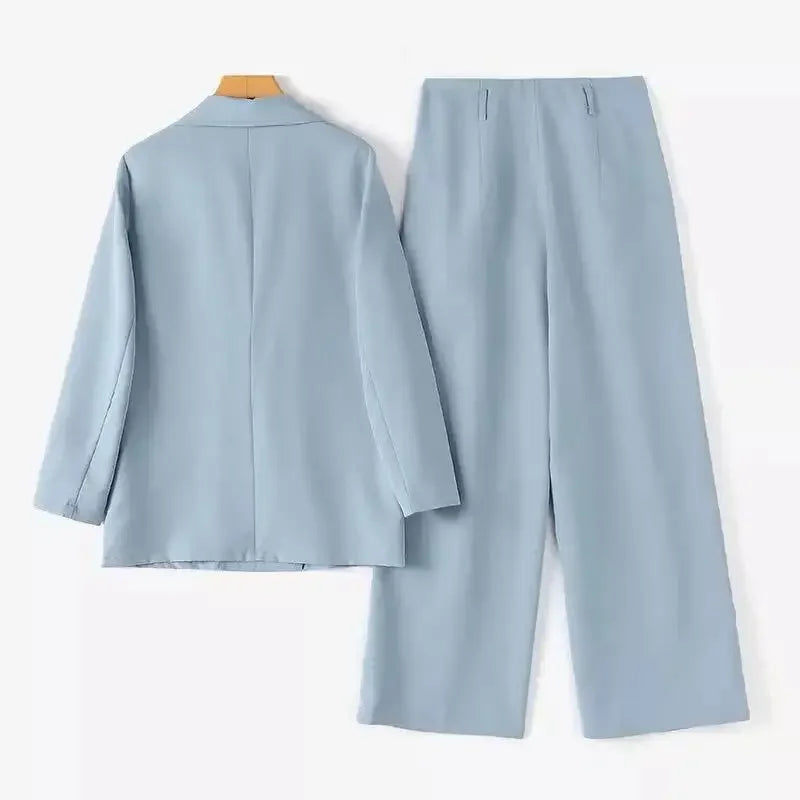 Two Piece Sets Women Blazer Office Lady Peaked Lapel Blazer Suits Elegant High Waist Trouser Outfits Fashion Pant Suit 2025 Fall