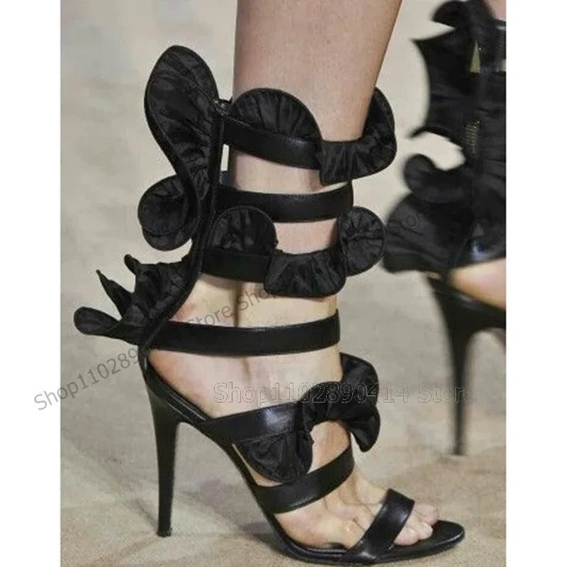Yellow And Black Zippered Heeled Ankle Boots For Women