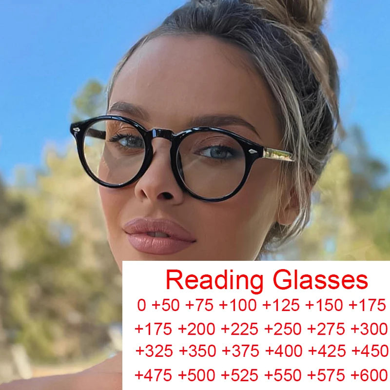 Ultralight Retro Round Frame Reading Glasses for Women