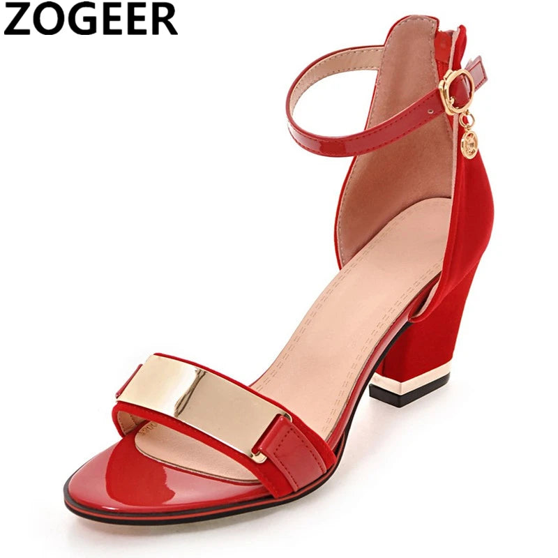 Chic Ankle Strap Block Heel Sandals