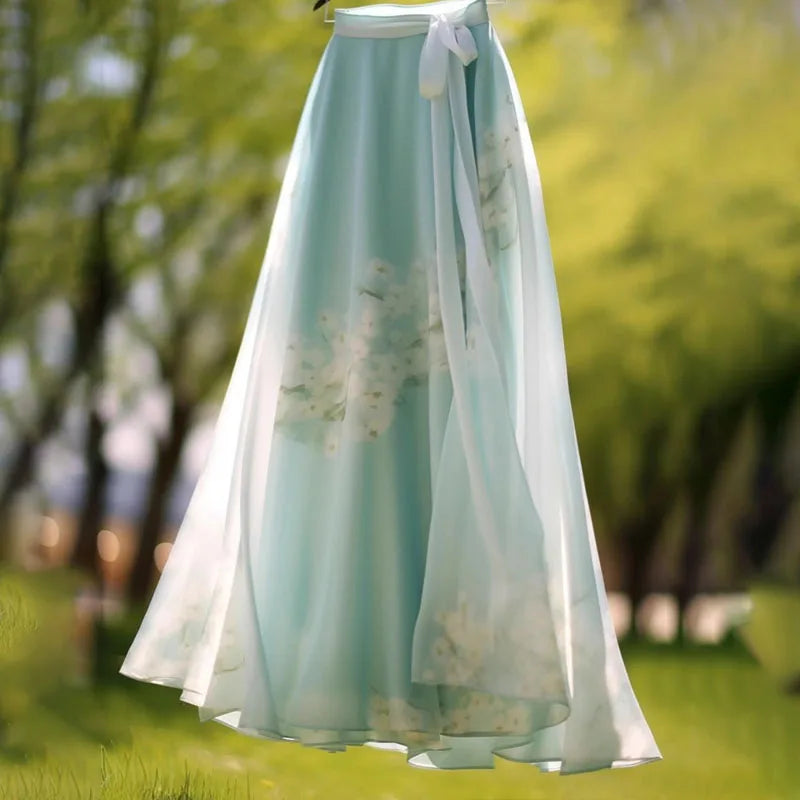 Stylish Casual Printed Chiffon Midi Skirt for Women