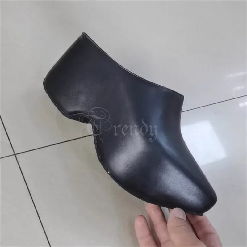 Black Mirror Leather Pointed Toe Crystal Slingback Mules For Women