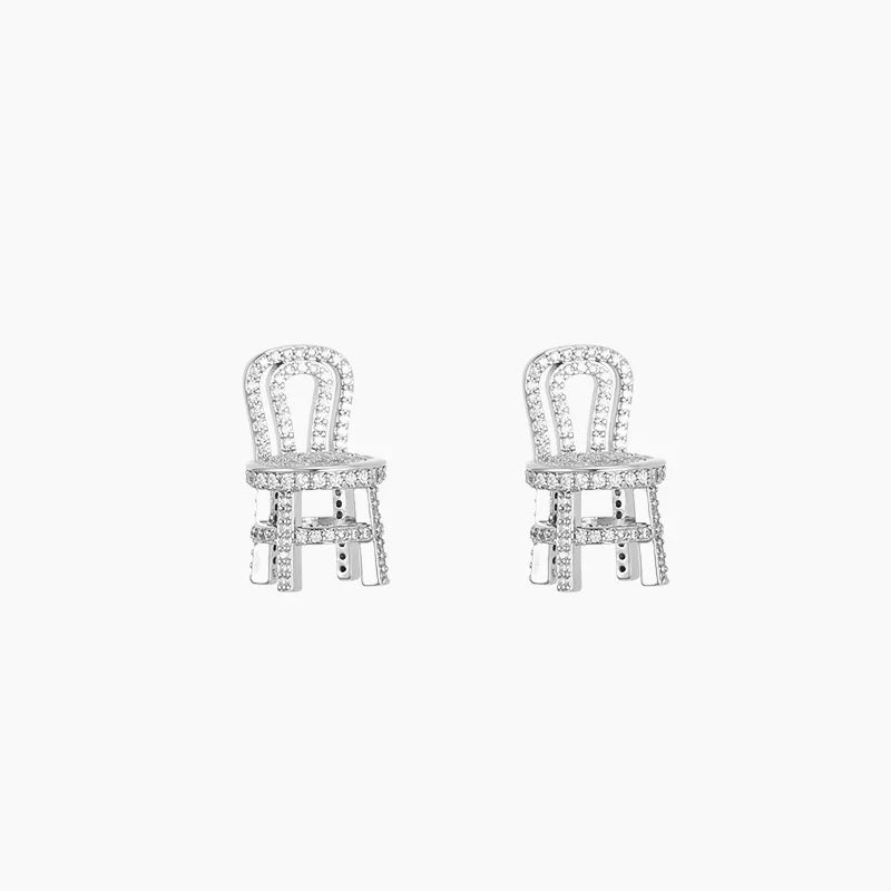 Shiny Three-Dimensional Zircon Stud Earrings for Women