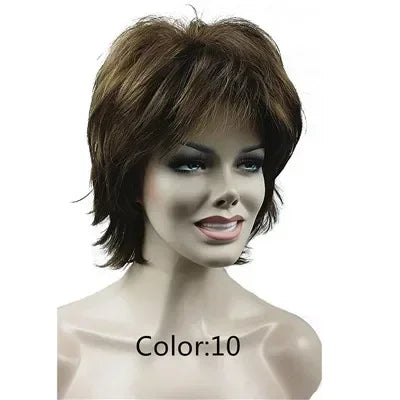Fluffy Short Straight Layered Blonde Synthetic Wig For Women