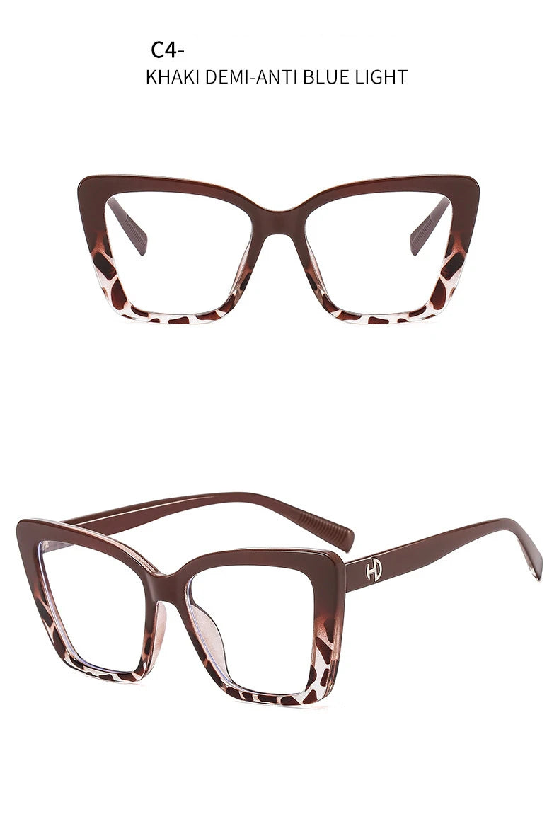 Vintage Black Floral Square Reading Glasses With Blue Light Filter for Women