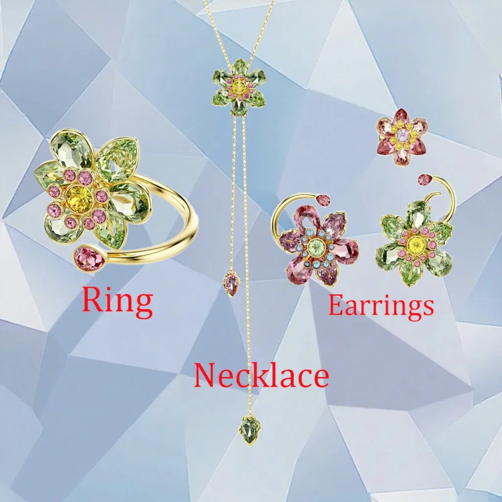Gold Plated Zirconia Crystal Pendant Set for Women