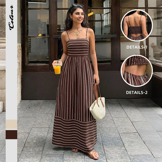 Square Collar Backless Maxi Dress