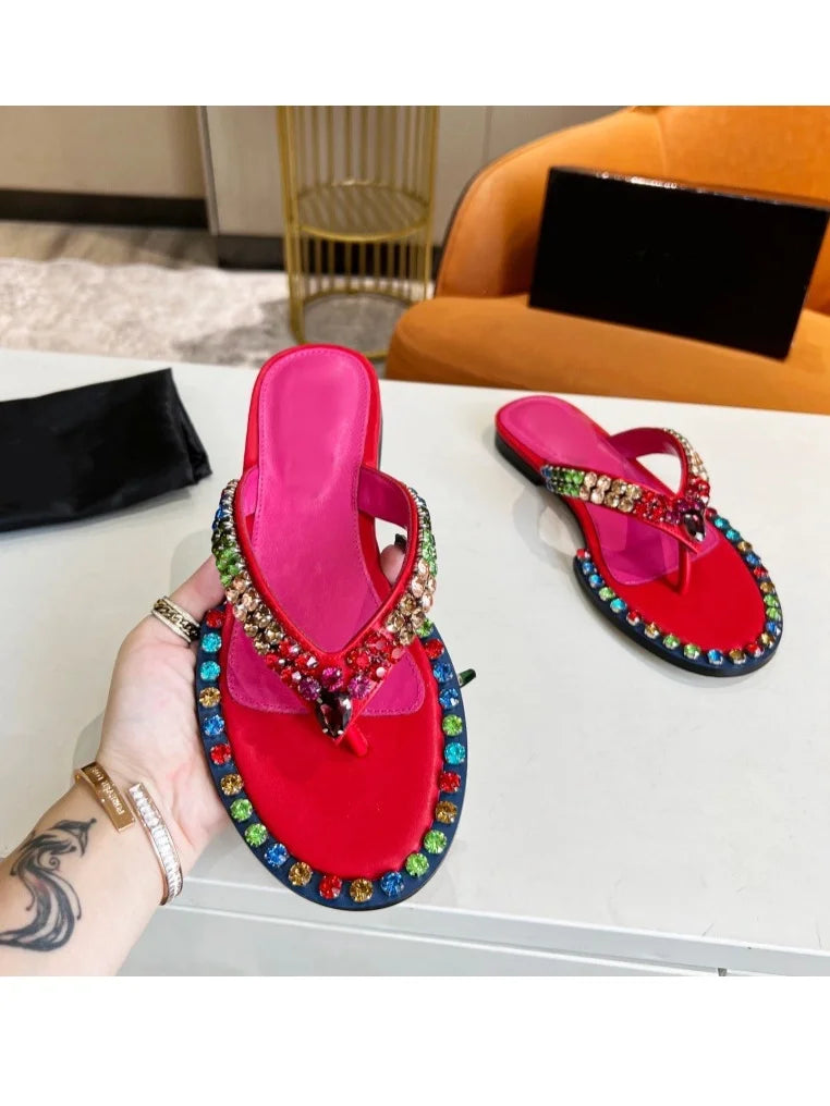 Colorful Rhinestone Embellished Stiletto Sandals for Women