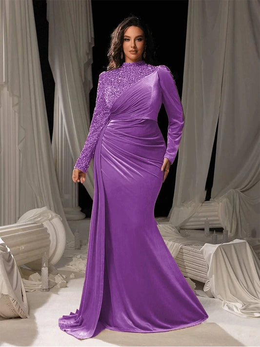 Plus Size Velvet Multicolor Dress