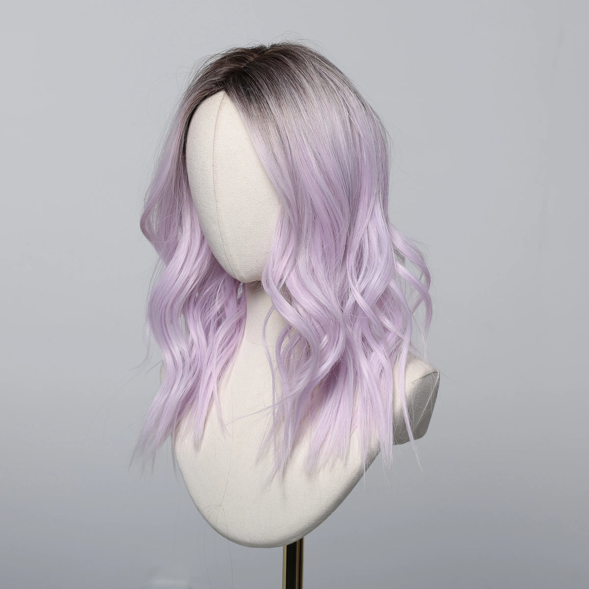 Heat Resistant Purple Ombre Short Curly Medium Part Wig For Women