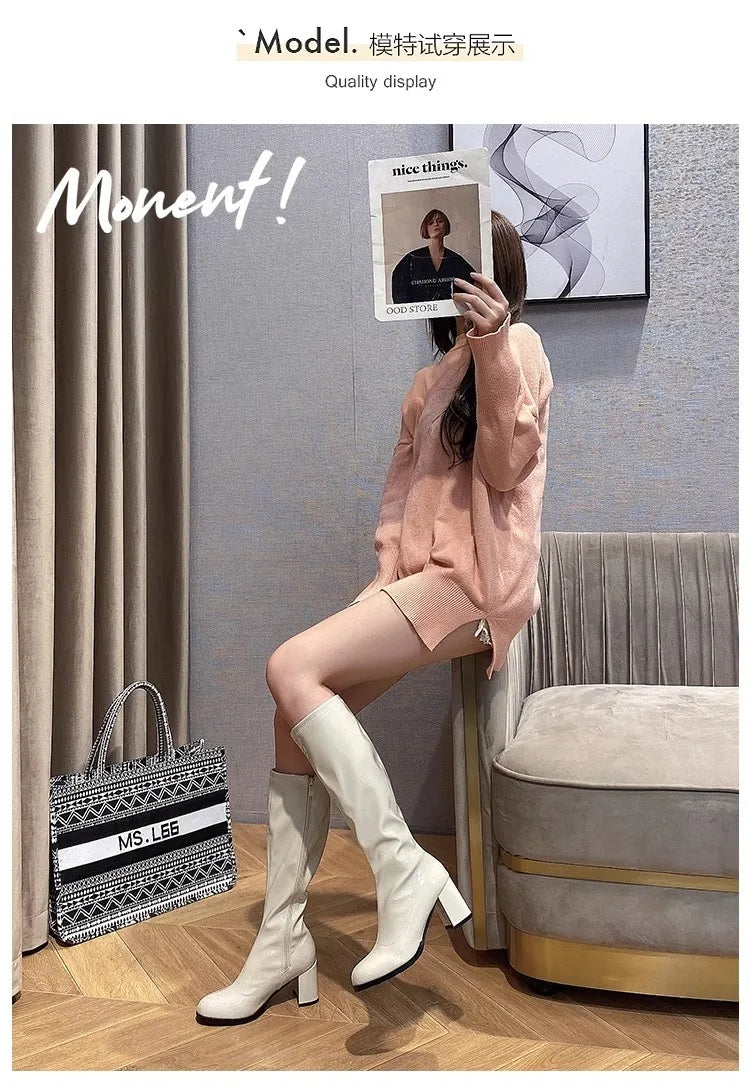 Elegant Shimmering Knee-High Go-Go Boots for Women