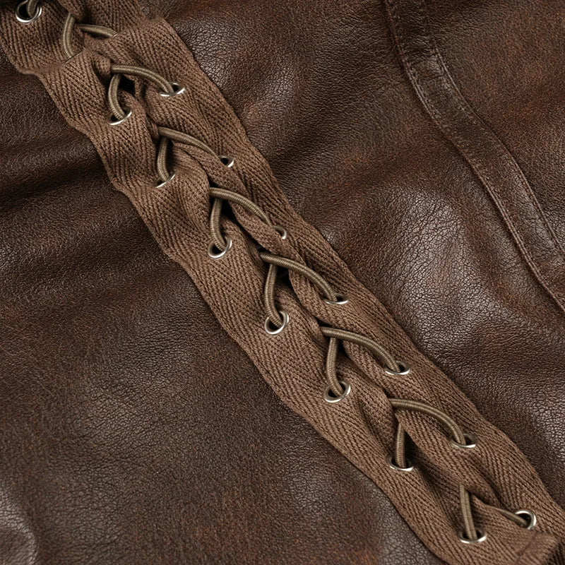 Sexy Leather Corset Vest, Cinched Waistband, Metal Buckle Top, Punk Style, Individualistic Street Style, Spicy Girl Outfit