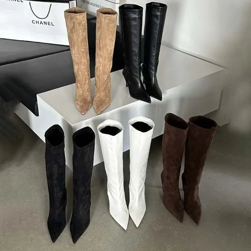 Pointed Toe Knee High Sock Boots