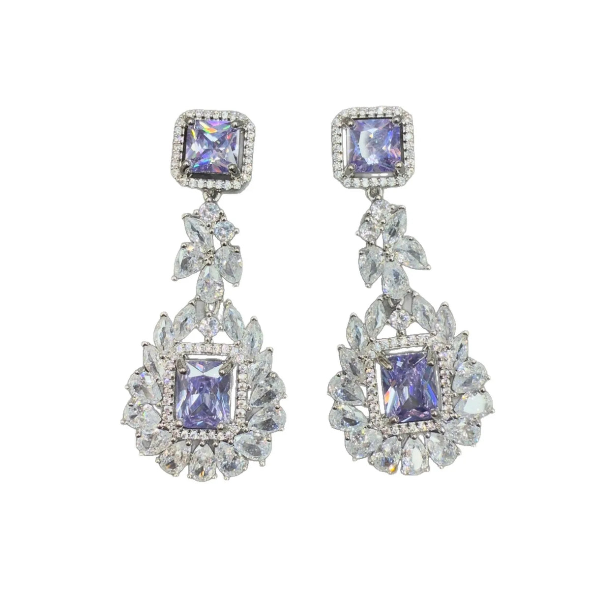Multicolor Flower Zircon Necklace and Earring Set for Women