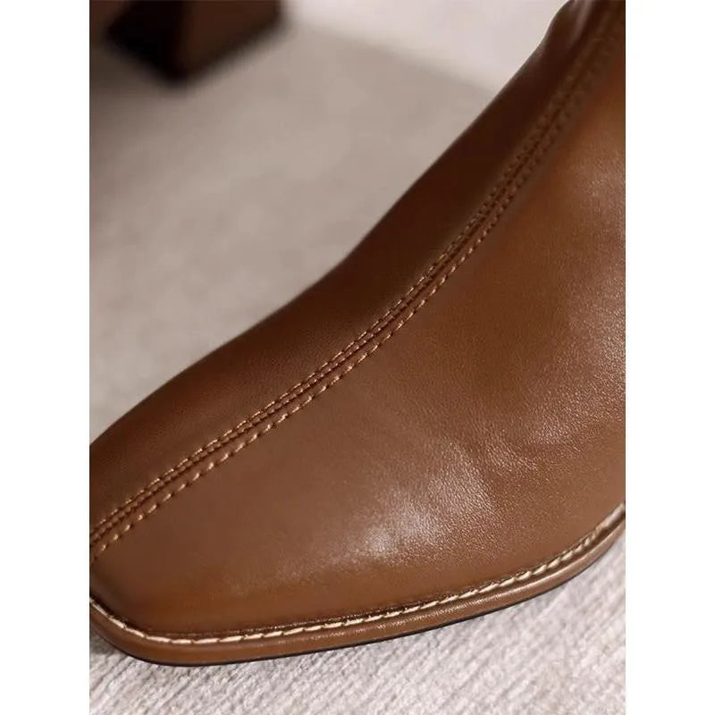 Square Toe Block Heel Ankle Boots