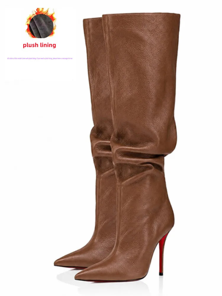 Pointed Toe Slim High Heel Knee High Boots for Women