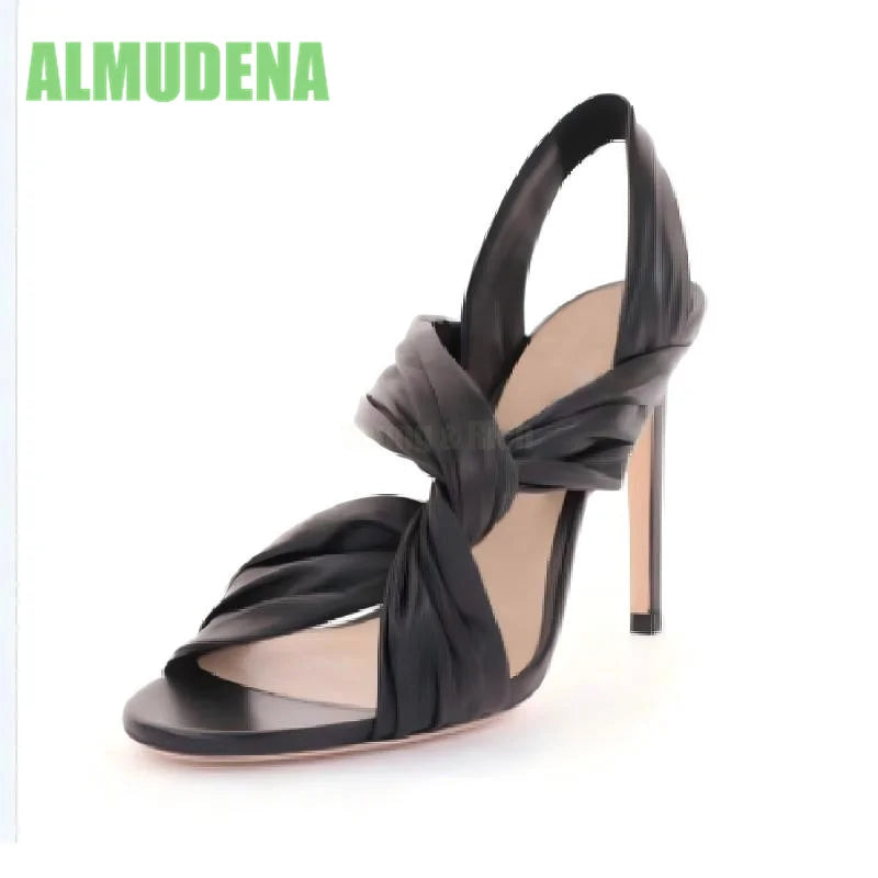 Two Tone Patchwork Cross Strap High Heel Sandals for Women