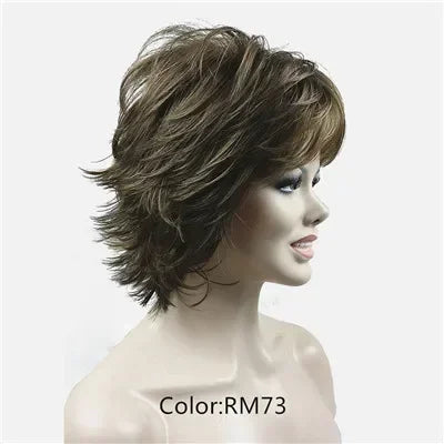 Fluffy Short Straight Layered Blonde Synthetic Wig For Women