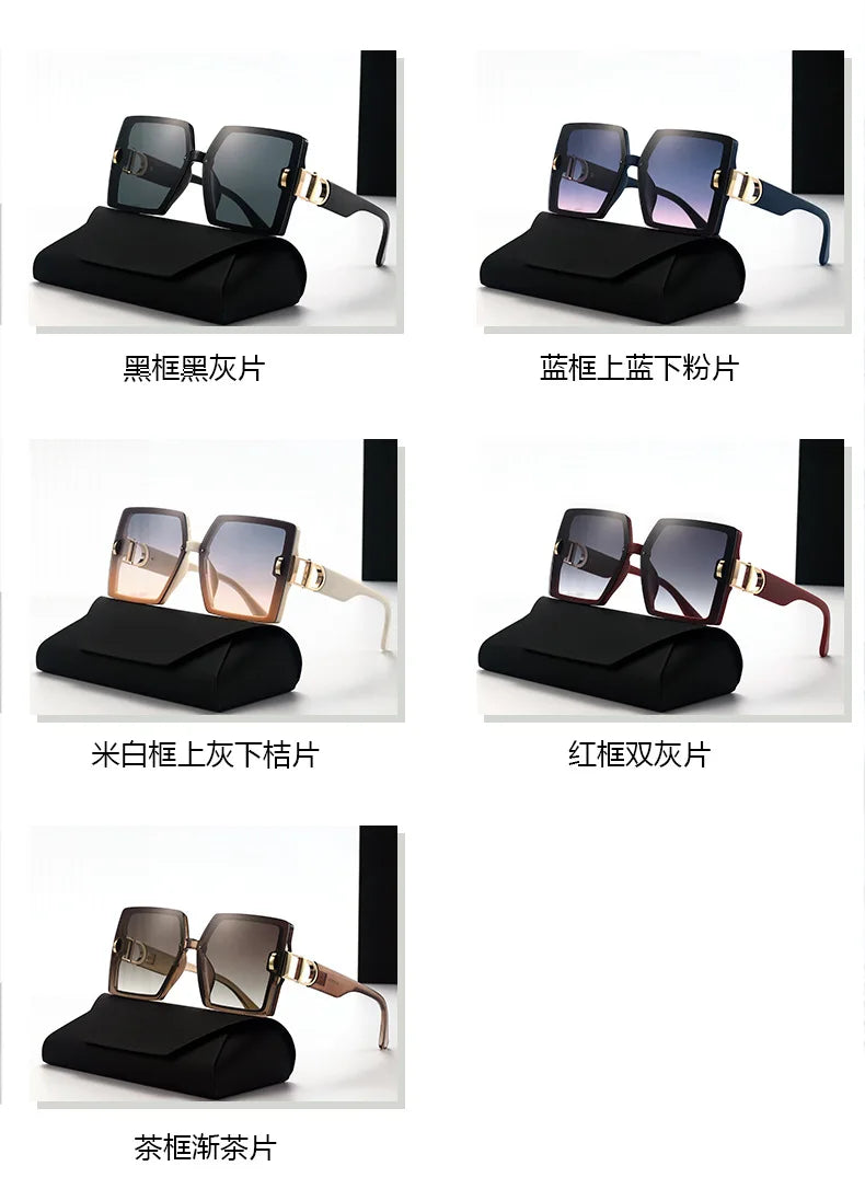 Oversized D-Shaped UV400 Fashion Sunglasses for Women