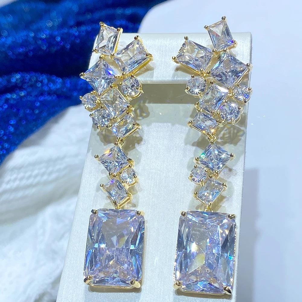Elegant Geometric Water Drop Crystal Earrings for Women