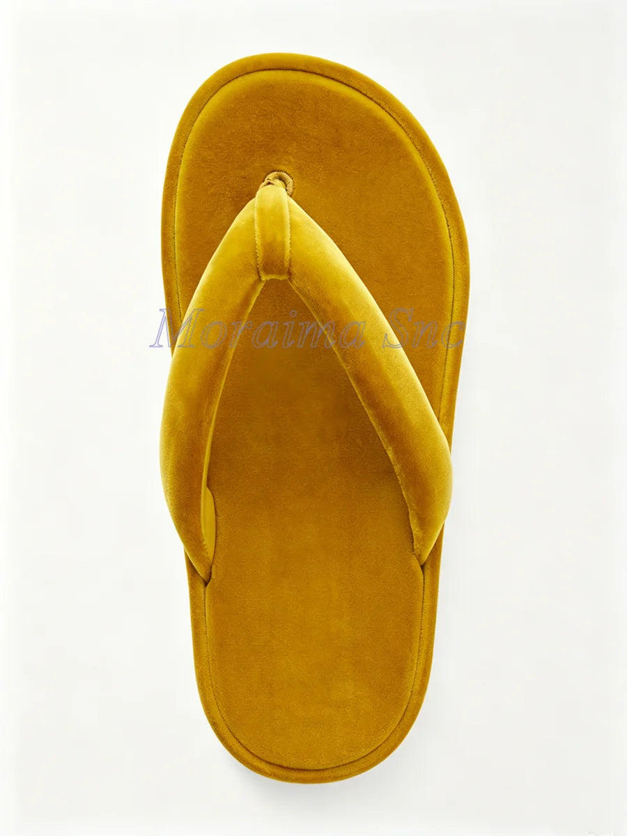 Soft Thick Plush Velvet Platform Flip Flops for Women