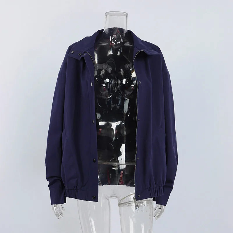 Elegant Stand Collar Single Breasted Jacket for Women
