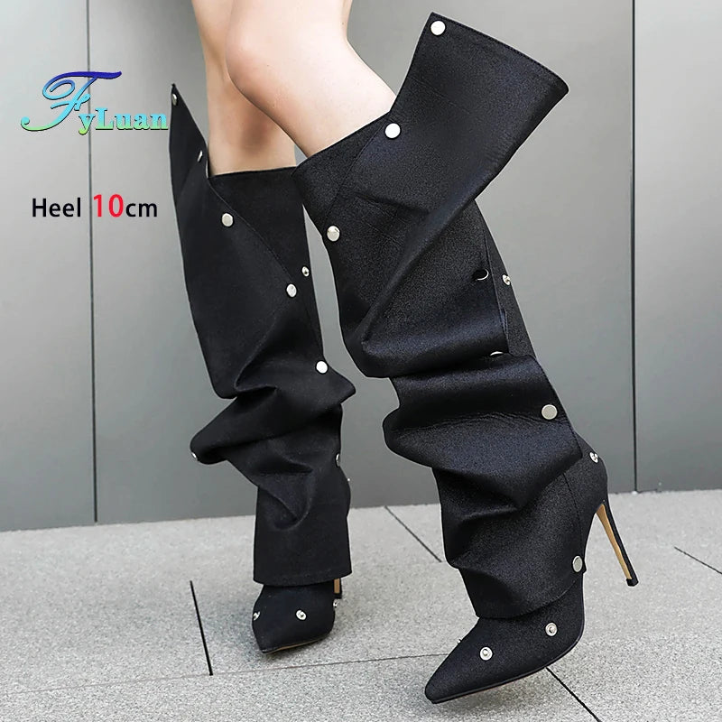 Pointed Toe Stiletto Zipper Ankle Boots