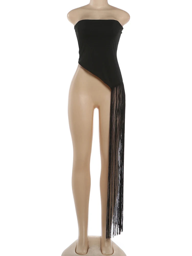 Strapless Backless Tassel Wrap Summer Top for Women